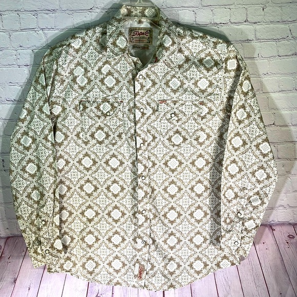 Rafter C Men's Cowboy White and Tan Snap Button Shirt. Size: XL - Picture 1 of 9